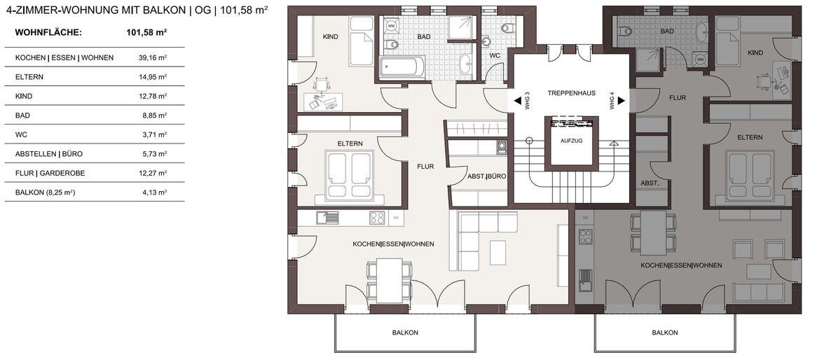 Wunderschöne 3,5-Zimmer-OG-Neubauwohnung in Randlage in Heldenstein – Grundriss