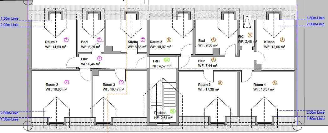 Grundriss, Wohnung 7, DG links