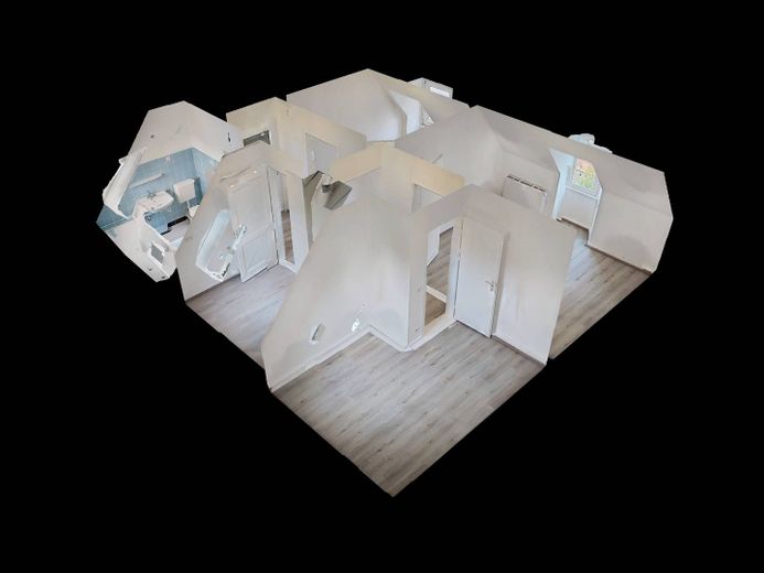 Gemütliche 3-Zi.-Dachgeschosswohnung mit Wannenbad in ruhiger Wohnlage – 3D-Ansicht Grundriss