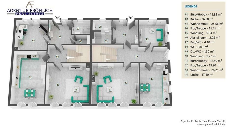 Ein Meisterwerk ökologischer Baukunst - Exklusives Bio-Blockhaus am Waldrand von Icking – Erdgeschoss 3D