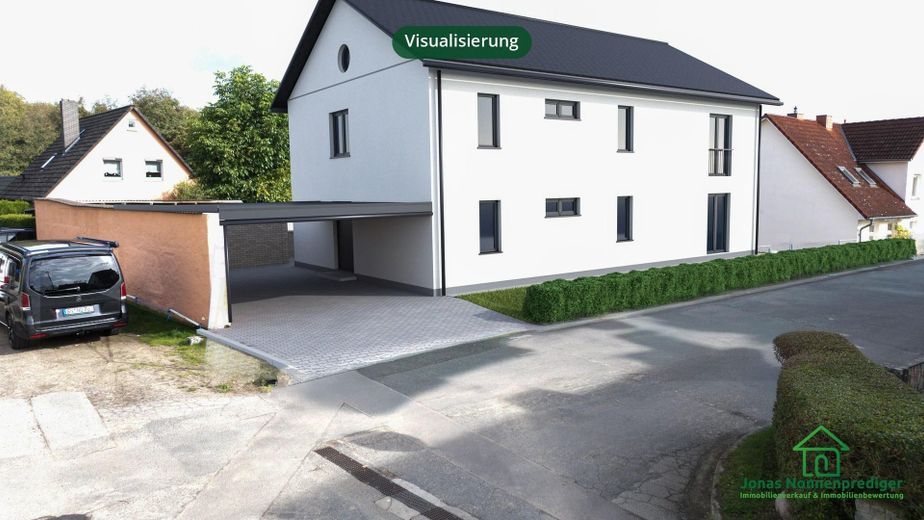 Baugrundstück mit Baugenehmigung für ein Wohnhaus mit 2 WE - für den Käufer provisionsfrei – Visualisierung: Straßenseite