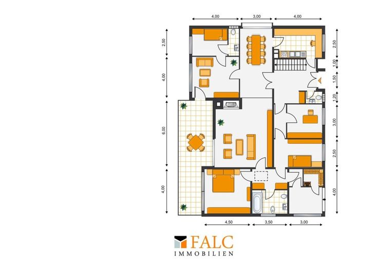 Ein Haus - 4 Wohnungen - ca. 555 m² Wfl. auf ca. 900 m² Grundstück von FALC-Immobilien Göttingen – Grundriss Erdgeschoss (2)