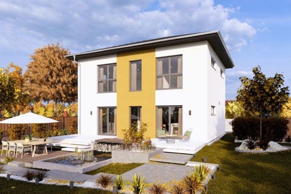 CASA DE VIVIENDA MODERNA CON ELEGANTE TECHO A CUATRO AGUAS