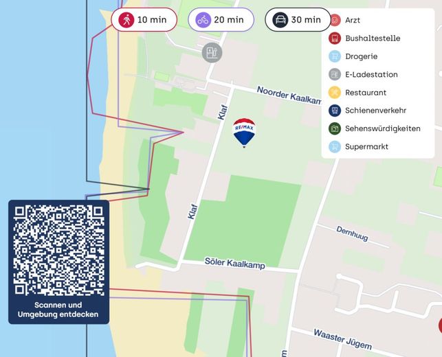 Attraktives Anlageobjekt auf Föhr - 6 genehmigte Ferien-Wohnungen auf 9.640 m² Grundstück – Lageplan