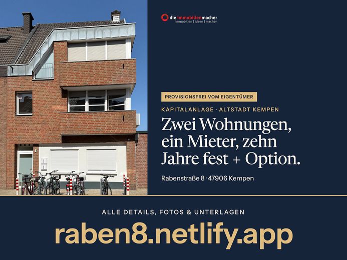 Kapitalanlage Altstadt Kempen: 2 Wohnungen, 10 Jahre fest vermietet, 6,09 % Rendite, provisionsfrei – Foto 1