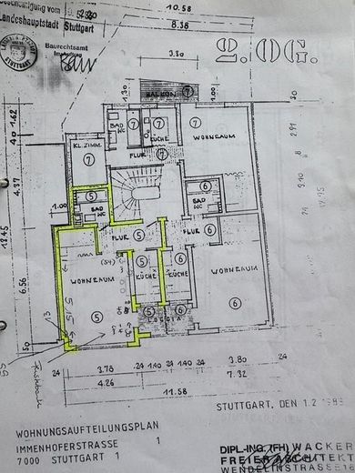 Provisionsfrei: Möbliertes Apartment mit Loggia im Heusteigviertel – Grundriss