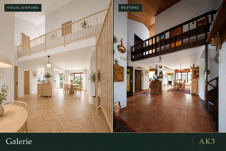 Casa de arquitecto con galería en una parcela de 1.294 m² – Eingang und Galerie