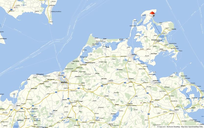 Meerblick-Penthouse mit direktem Strandzugang und separater Gästewohnung – Lage auf Rügen