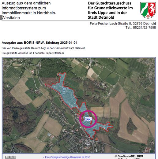Terreno edificabile in posizione privilegiata nella colonia di ville a Detmold – Bodenrichtwert