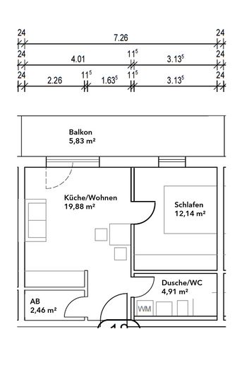 Mieszkanie 2-pokojowe w Kemnath od października, KfW 55 – Grundriss