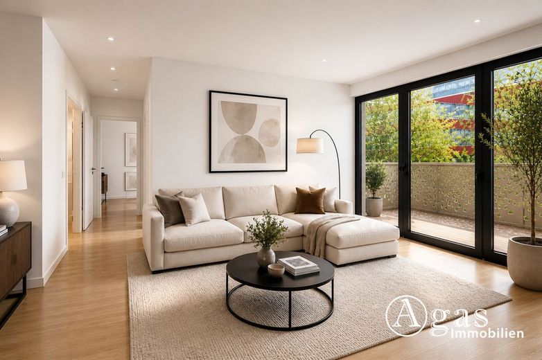 Posizione eccellente! Appartamento di 3 locali con balcone e posto auto in autorimessa sotterranea a Berlin Mitte – Wohnbereich