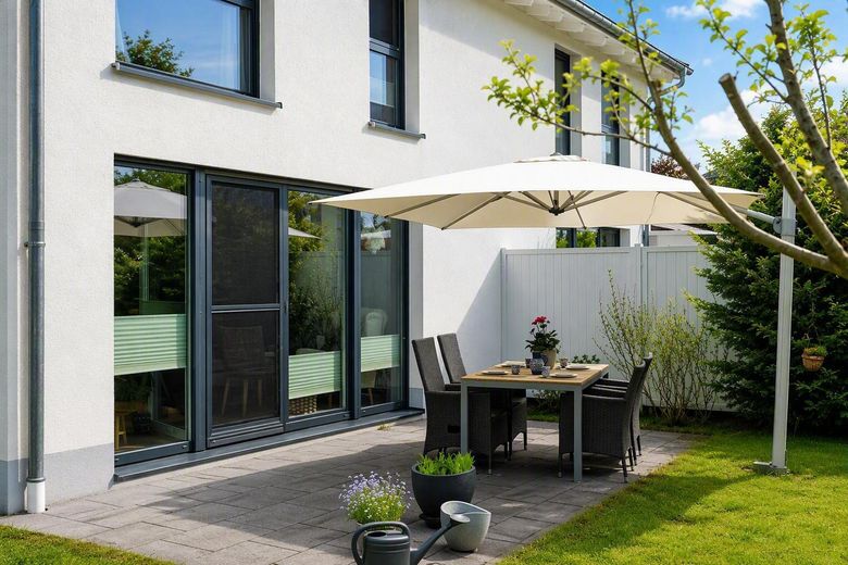 Großzügig wohnen - DHH in Waal – Garten / Terrasse