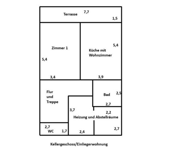 Grundriss Keller/Einliegerwohn