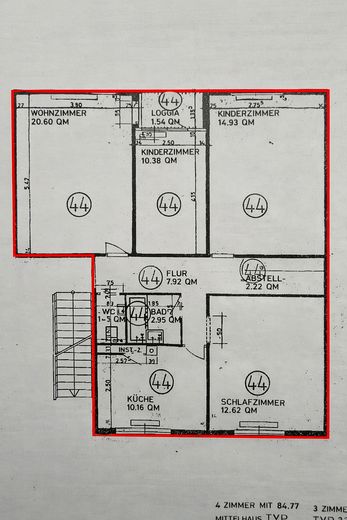 Bright, friendly 4-room apartment – Grundriss