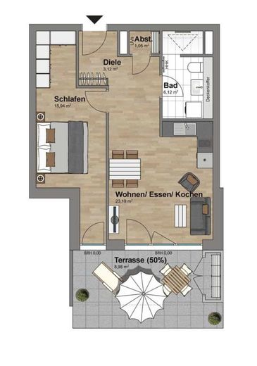 Appartamento di 2 locali come nuovo con grande terrazza – Francoforte Est – Foto 3
