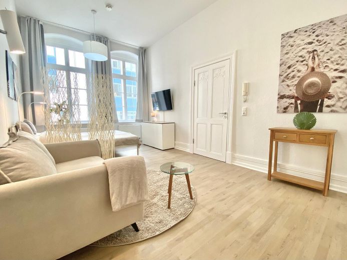 Cityappartment in Wismar – Wohn- und Schlafbereich