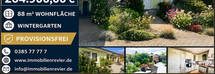 Provisionsfreier Reihenbungalow mit Wintergarten und gepflegtem Garten in Wittenförden