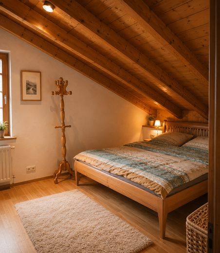 Exklusive Dachgeschosswohnung mit Galerie, Kamin und außergewöhnlichem Wohnambiente – Ruhiges Schlafzimmer