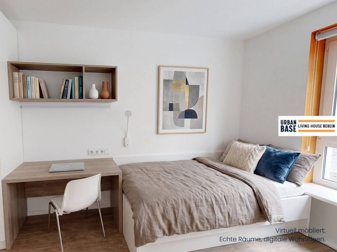 Dein perfekter Studienstart mit URBAN BASE: Möbliertes WG-Zimmer mit ALL-IN-MIETE uvm. in Berlin-Oberschöneweide – Ansicht II: Wohn- und Schlafb…