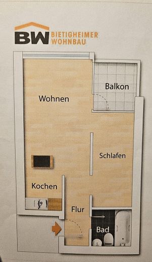Sonnige, gepflegte und zentrale 1.5 Zimmer Wohnung in Bietigheim-Bissingen – Foto 7