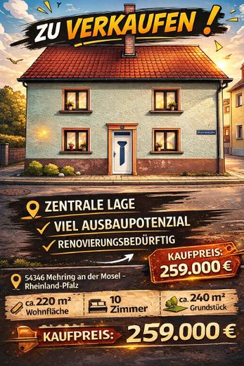 Mehring a.d. Mosel - Handwerker aufgepasst - zentral gelegenes Doppelhaus/Reiheneckhaus mit Ausbaupotential – Expose Startbild