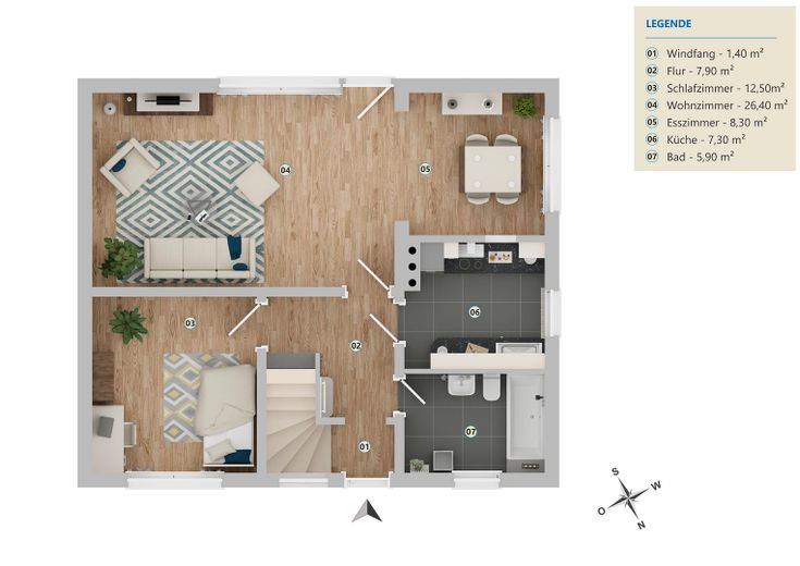 Quand le calme rencontre la proximité - Maison individuelle avec jardin à Neu Hagen - sans commission – Grundriss Erdgeschoss