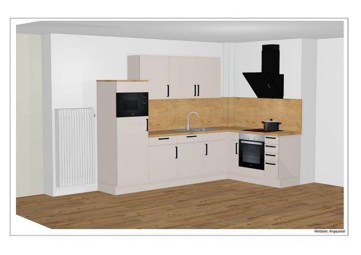 Spacious 3-room maisonette apartment with terrace and garden in Friedberg-West – Einbauküche (visualisiert)