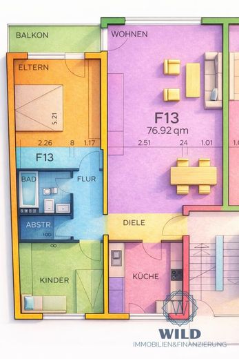 Charmante 3-Zimmer-Wohnung mit Balkon und Blick ins Grüne und Hobbyraum in Saarlouis – Grundriss