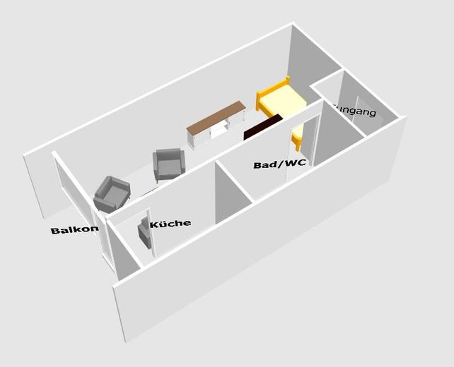 München-Solln - Apartment mit sonnigem Balkon, Wellnessbereich und Tierfgaragenstellplatz – Plan-Ansicht Wohnung