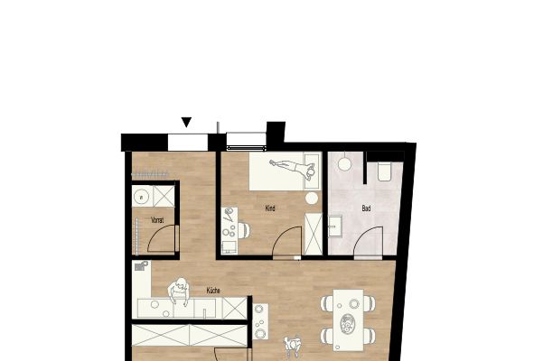 Première occupation après rénovation complète – appartement de 3 pièces de 65 m² avec balcon