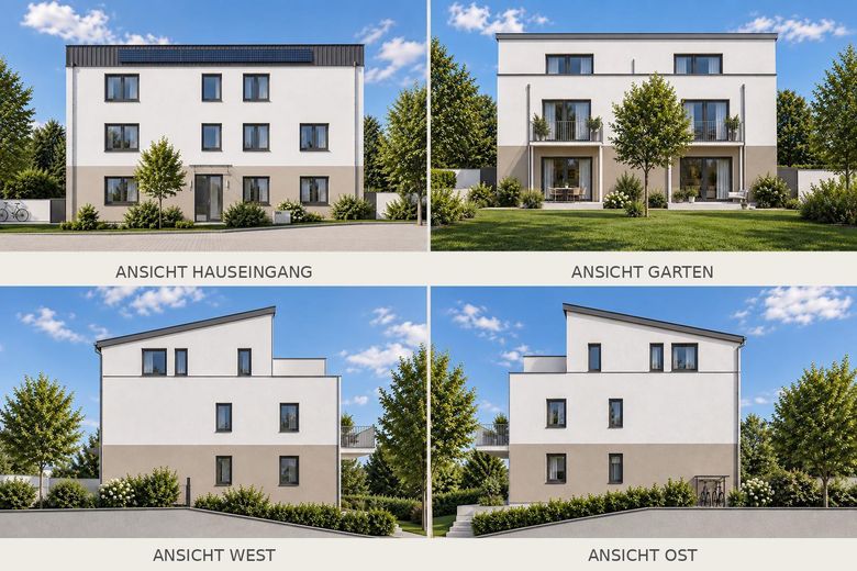 Primera ocupación: 2× vivienda de 2 habitaciones con ascensor - a elegir con jardín de 100 m² o balcón orientado al sur – Visualisierungen Übersicht