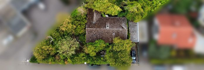 Traumgrundstück mit 840 m² – Haus mit Potenzial zur individuellen Gestaltung – Luftaufnahme Grundstück
