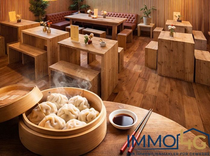 Stilvolle Gastrofläche mit Showküche und Außenbereich in Berlin-Lichtenberg – Kantine mieten oder kaufen - immo-4g