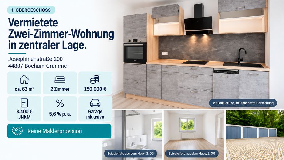 2-Zi.-Wohnung, 62 m², kernsaniert + Garage – Bochum-Grumme, provisionsfrei – Foto 1