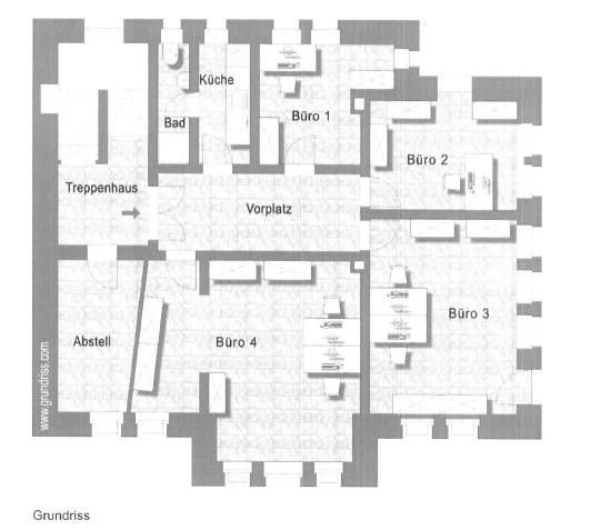 Helle 110 m² Gewerbefläche | 4 Räume| Büro / Praxis | zentrale Lage Stuttgart – Grundriss