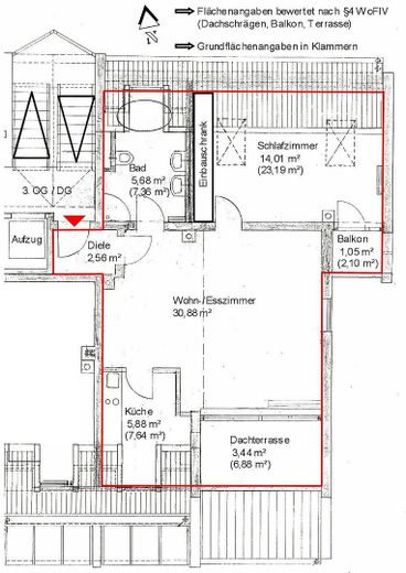 Lauschige 2-Zi.-Süd-DTW mit enormer Weite - zwischen Ortszentrum und altem Ortskern – Grundriss