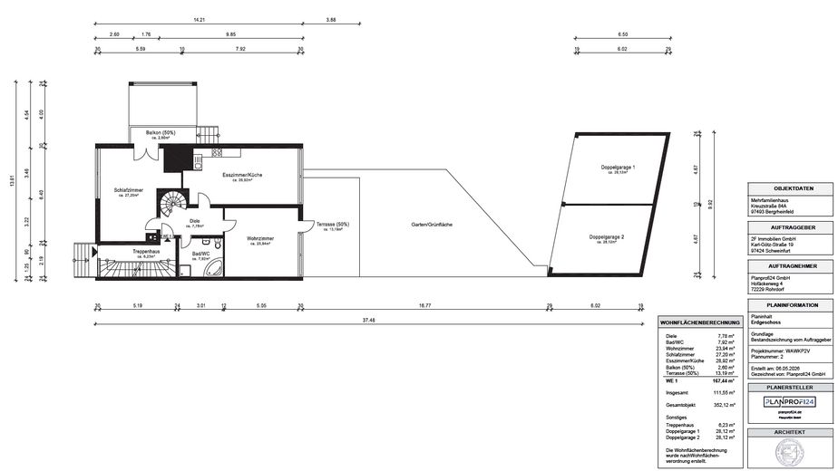 Familientraum mit Garten – großzügige Maisonettewohnung über 2 Ebenen mit Terrasse und 2 Bädern – Grundriss Erdgeschoss