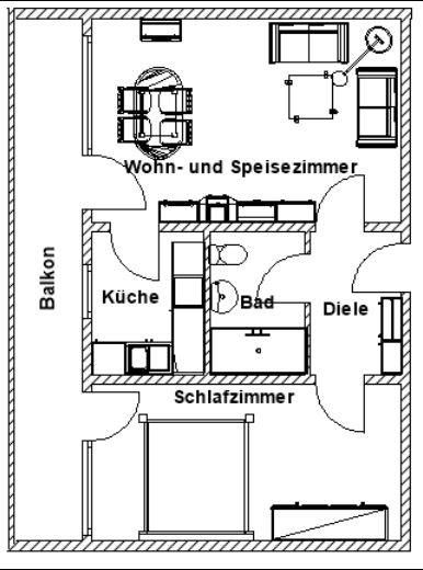 Vermietete 2-Zimmer-Wohnung mit Balkon und Fernblick – attraktive Kapitalanlage in Delmenhorst – Grundriss – 51 m² Wohnfläche