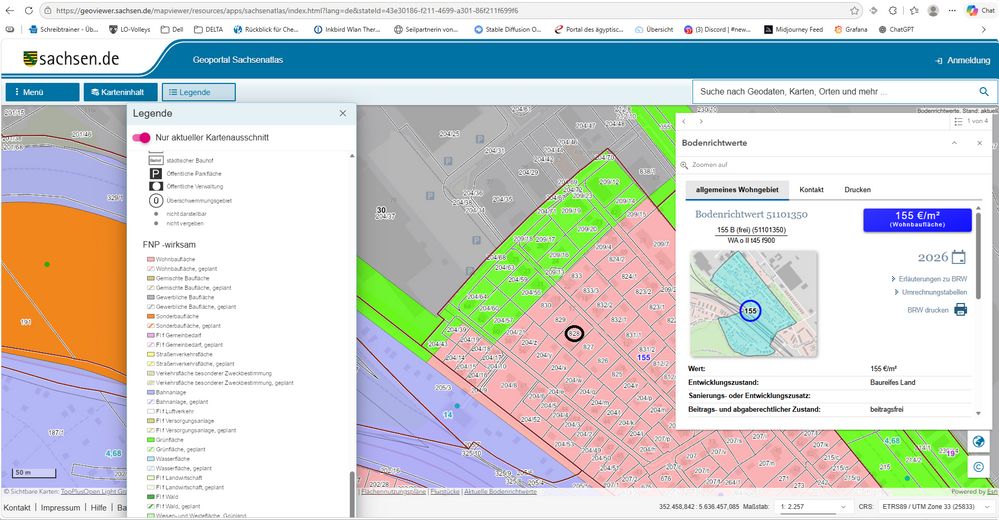 Terrain à bâtir exclusif « dent creuse » à Chemnitz Fürth à vendre – Quelle: GeoSN