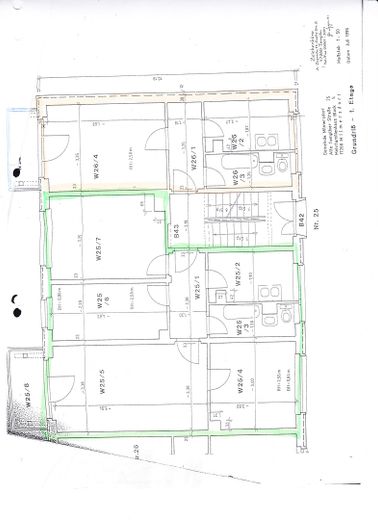 Grundriss 4- u. 1-Raum-Wohnung