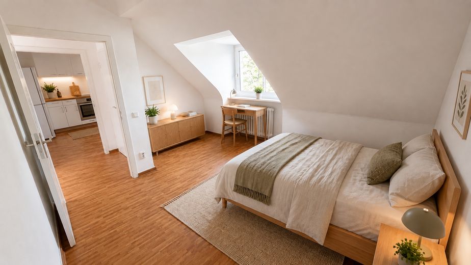 Keyifli 42 m² – merkezi konumda 2 odalı çatı katı dairesi – Einrichtungsbeispiel