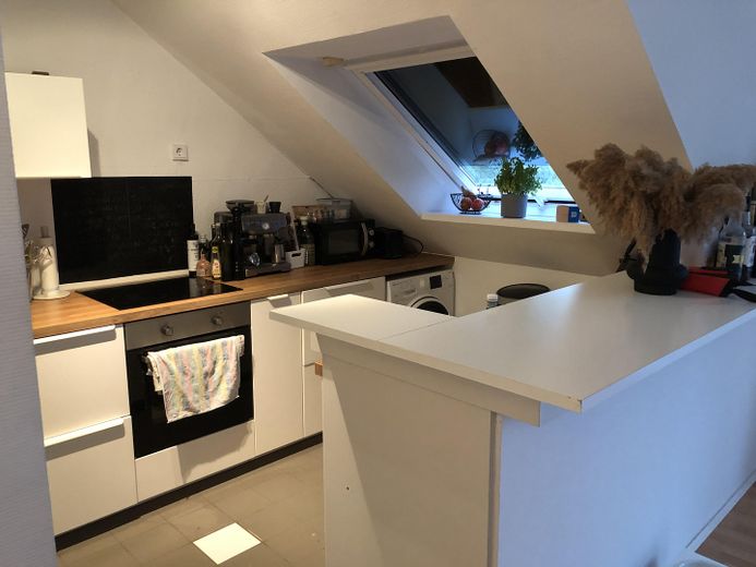 Beaucoup d’espace pour vos projets et rêves, spacieuse maison individuelle avec appartement indépendant à Cologne-Hahnwald – Küche mit Theke Einliegerwhg