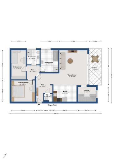Komplett renovierte Luxus Maisonette im Grünen – Grundriss