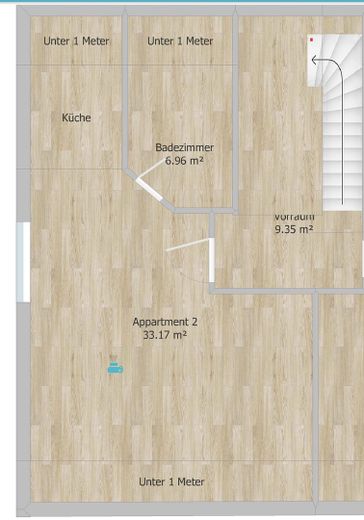 Attic apartment in a quiet peripheral location with a parking space in front of the house – optionally furnished – – Grundriss