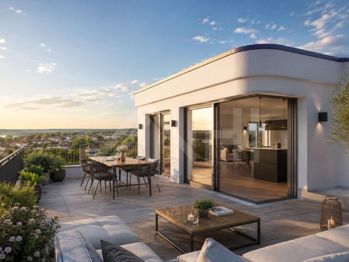 's Ochtends koffie met weids uitzicht, 's avonds zonsondergang ... Nieuwbouw-penthouse met XXL-terras & lift tot in de woning – Foto 1