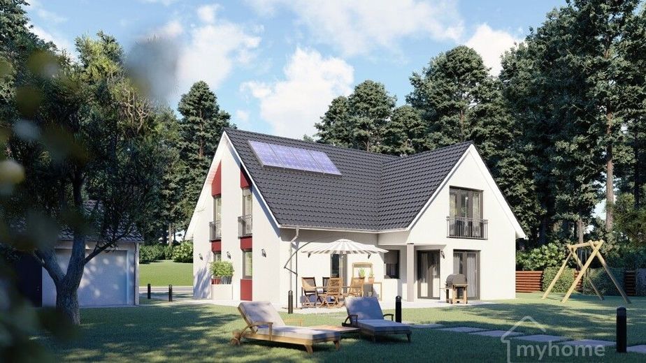 Zweifamilienhaus in Massivbauweise provisionsfrei vom Bauträger - Bezug in 2027 – Hausansicht Zweifamilienhaus 213