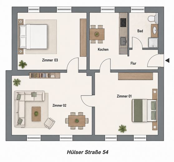 Schicke 3-Zimmer-Wohnung in Krefeld Inrath-Kliedbruch – Foto 11