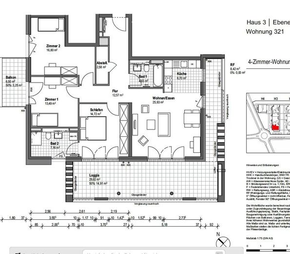 4-Zimmer-Wohnung mit XXL Loggia in Bestlage von Friedrichsdorf BJ 2023 – Grundriss