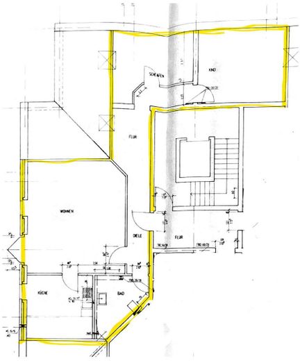 Luminoso apartamento de 3 habitaciones en el ático, 90 m², balcón, ascensor y cocina equipada – Spelle-Mitte, disponible a partir de octubre – Grundriss Wohnung DG, 3 Zimmer