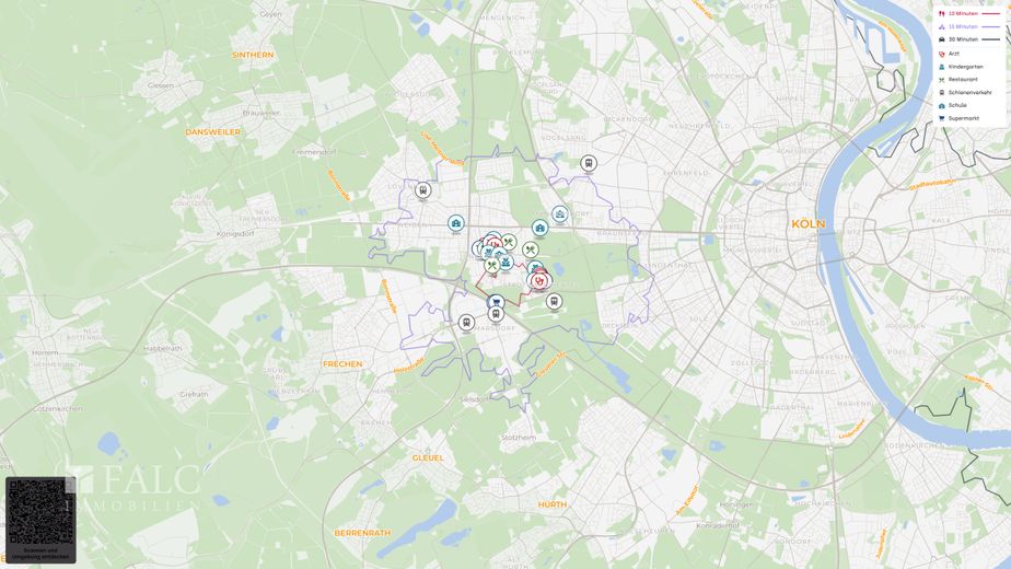 Attraktive 3-Zimmer-Wohnung mit großem Balkon, Tiefgaragenstellplatz in Junkersdorf – Lageplan (Makro)